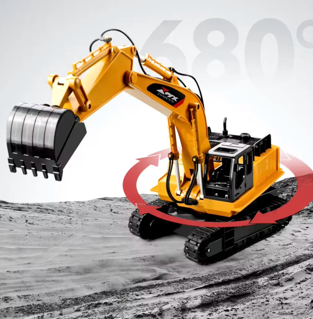 Remote Control Excavator Toy Realistic Digging 82 Ft Range