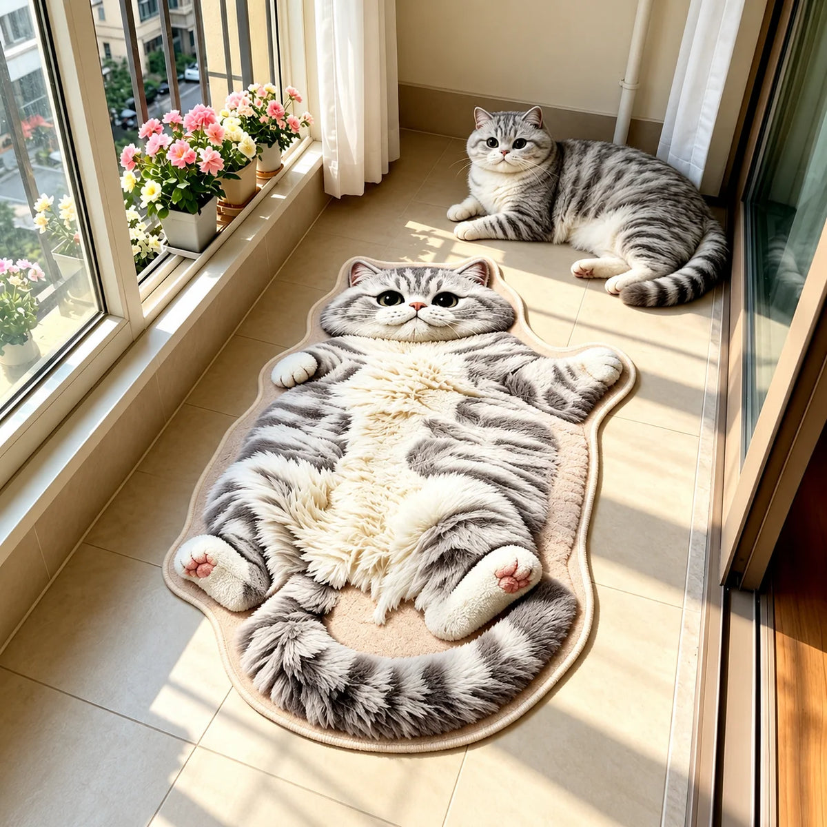 Rug Cat-Shaped Soft Pile Washable Non-Slip
