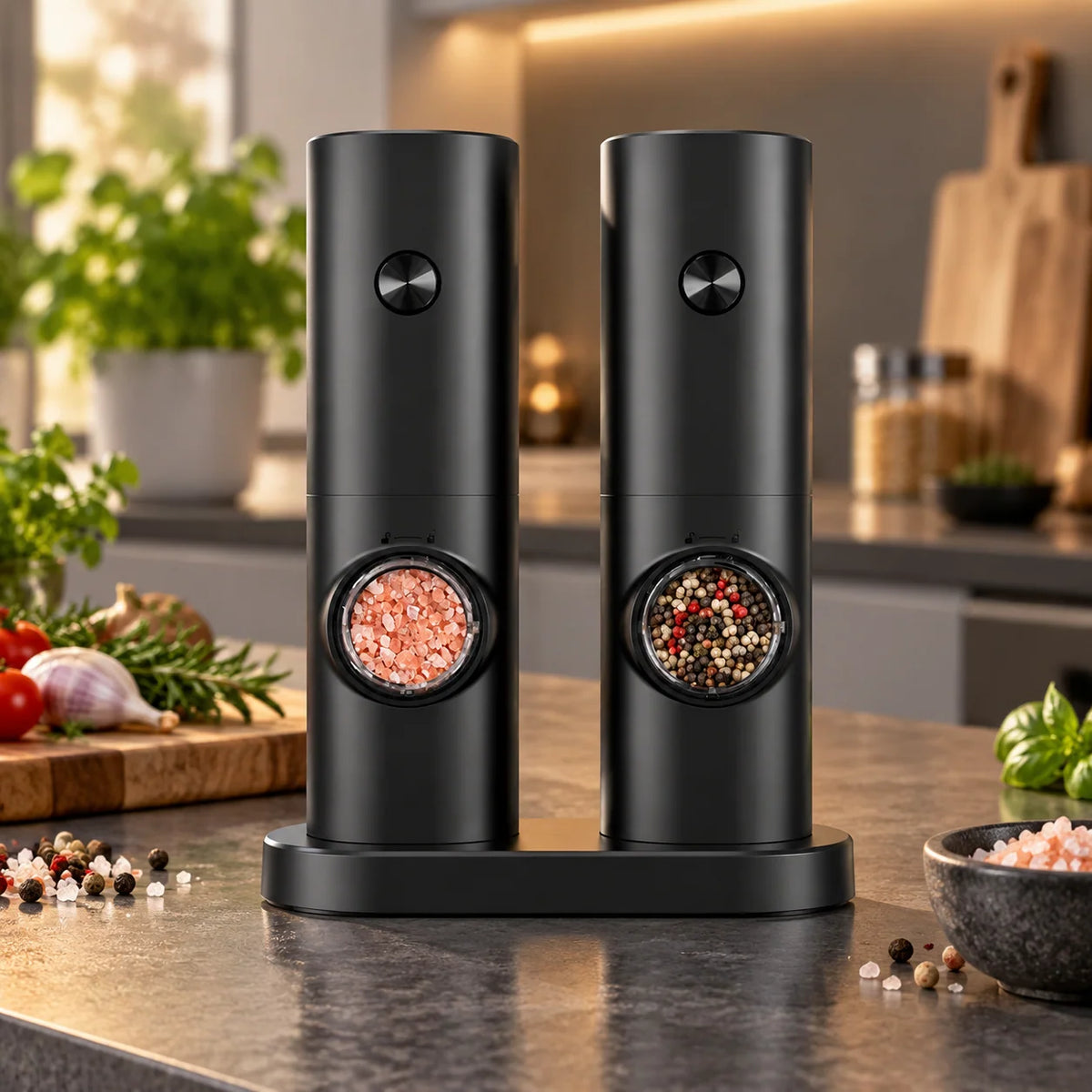 Salt & Pepper Grinder Set Tilt-Activated Adjustable Grind