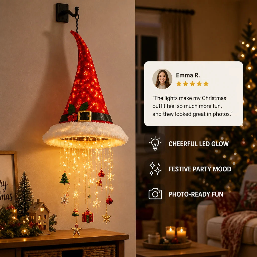 Santa Hat LED String Lights Festive Glow