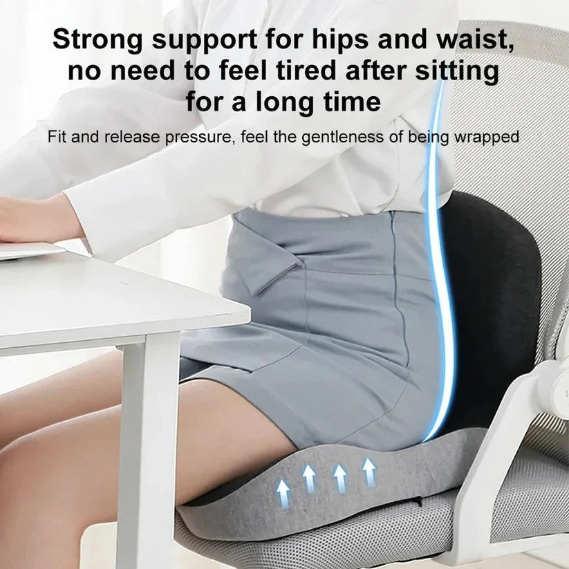Seat Cushion Memory Foam Attached Backrest Washable Cover