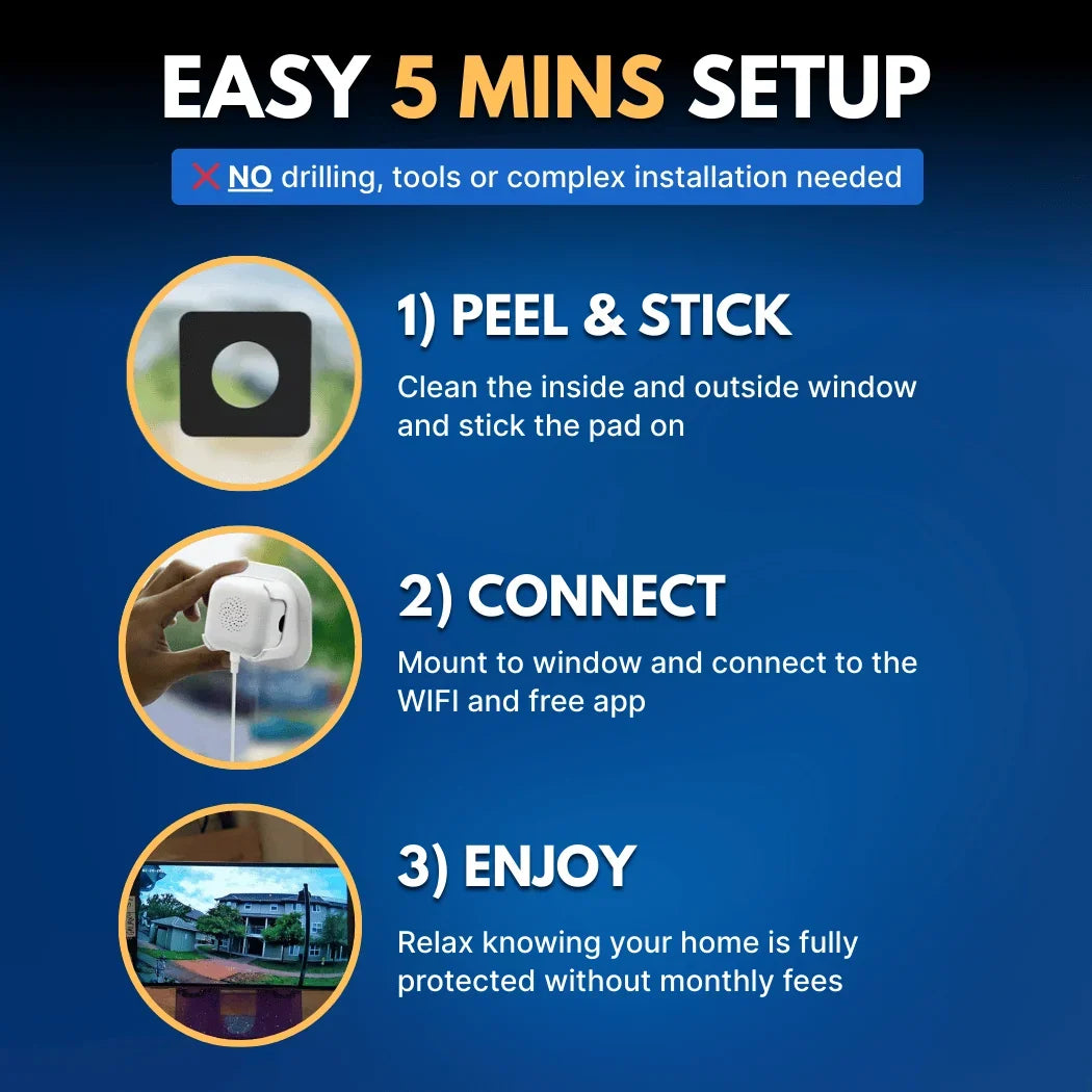 Security Camera 2K Window-Mounted Night Vision