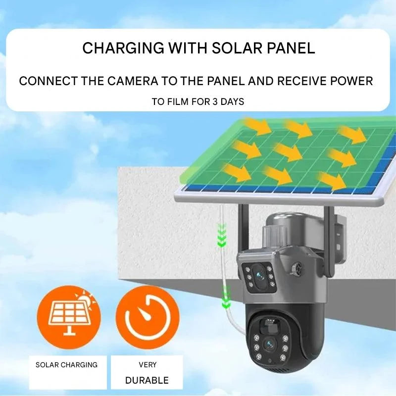 Security Camera 4K Solar-Powered 10× Optical Zoom