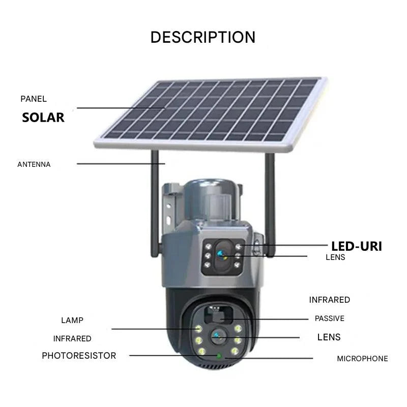 Security Camera 4K Solar-Powered 10× Optical Zoom