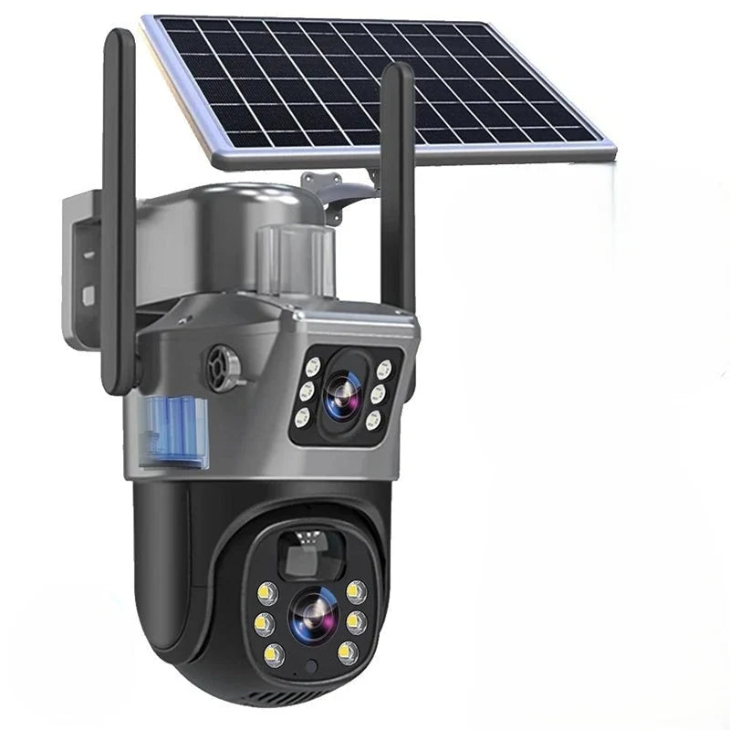 Security Camera Solar-Powered Dual-Lens 4K PTZ
