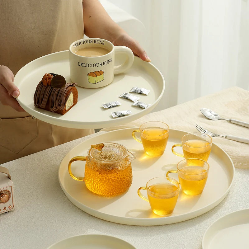 Serving Tray Round Plastic Easy-Clean