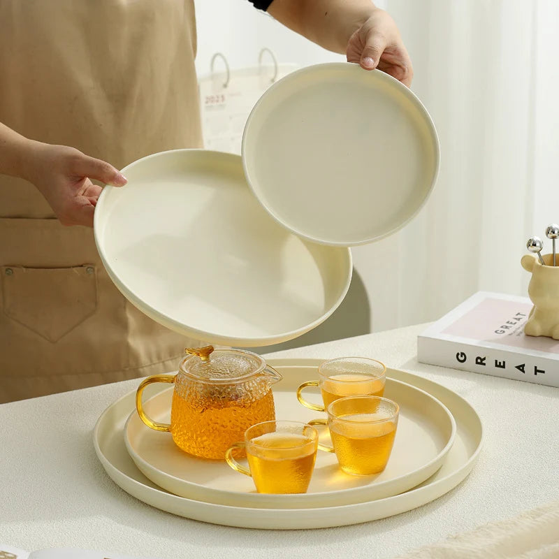 Serving Tray Round Plastic Easy-Clean
