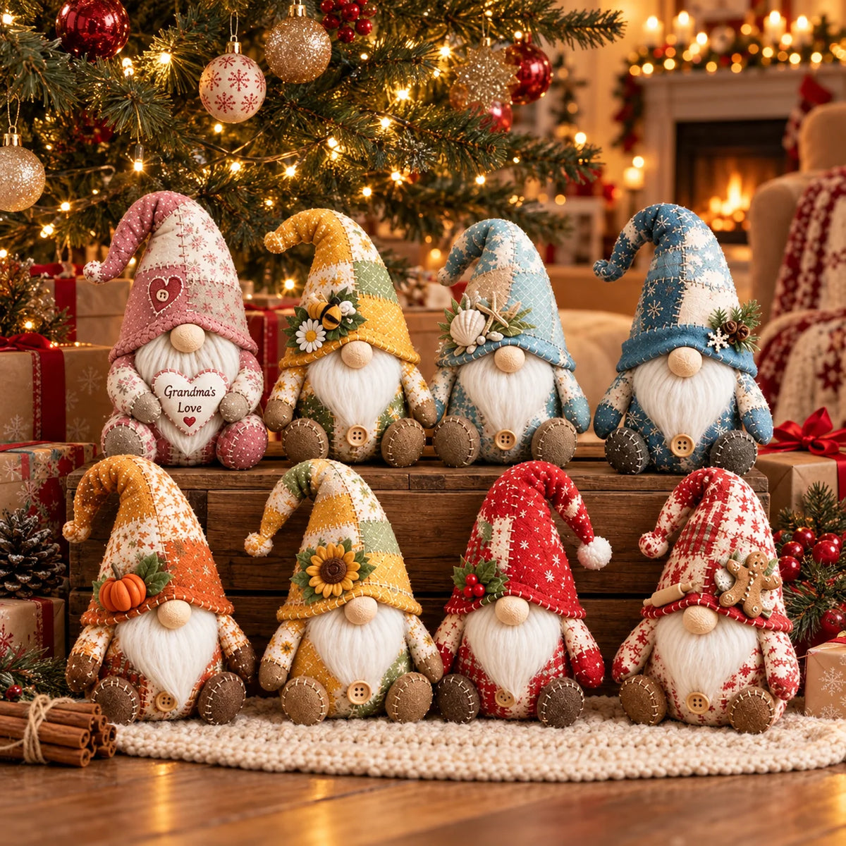 Sewing Kit Patchwork Gnome Hand-Sewn DIY Craft