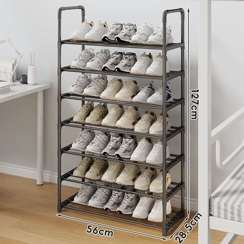 Shoe Rack Vertical Space-Saving Adjustable Shelves Non-Slip Rails