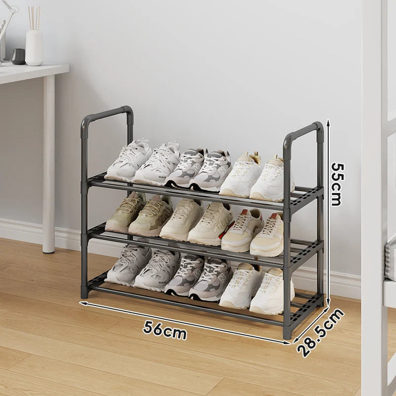 Shoe Rack Vertical Space-Saving Adjustable Shelves Non-Slip Rails