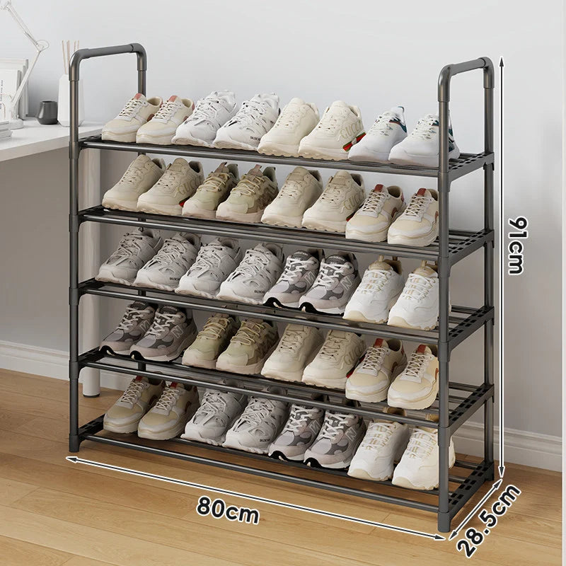 Shoe Rack Vertical Space-Saving Adjustable Shelves Non-Slip Rails