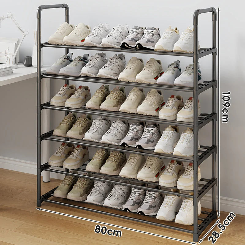 Shoe Rack Vertical Space-Saving Adjustable Shelves Non-Slip Rails