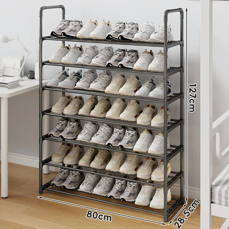 Shoe Rack Vertical Space-Saving Adjustable Shelves Non-Slip Rails