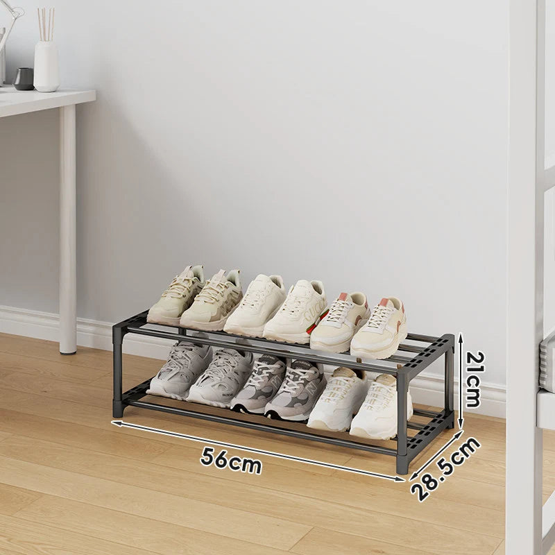 Shoe Rack Vertical Space-Saving Adjustable Shelves Non-Slip Rails