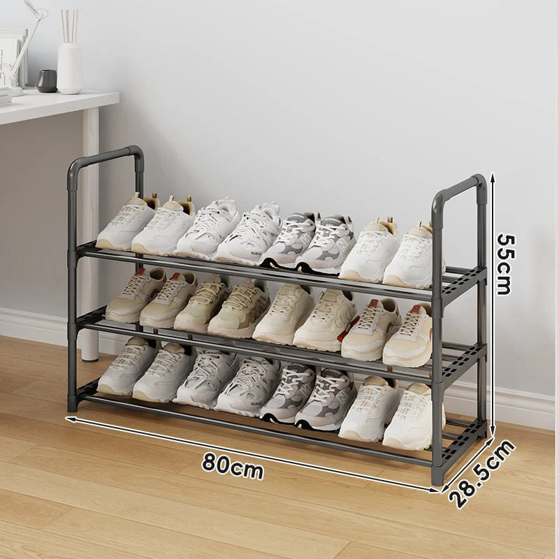 Shoe Rack Vertical Space-Saving Adjustable Shelves Non-Slip Rails