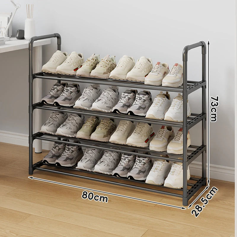 Shoe Rack Vertical Space-Saving Adjustable Shelves Non-Slip Rails