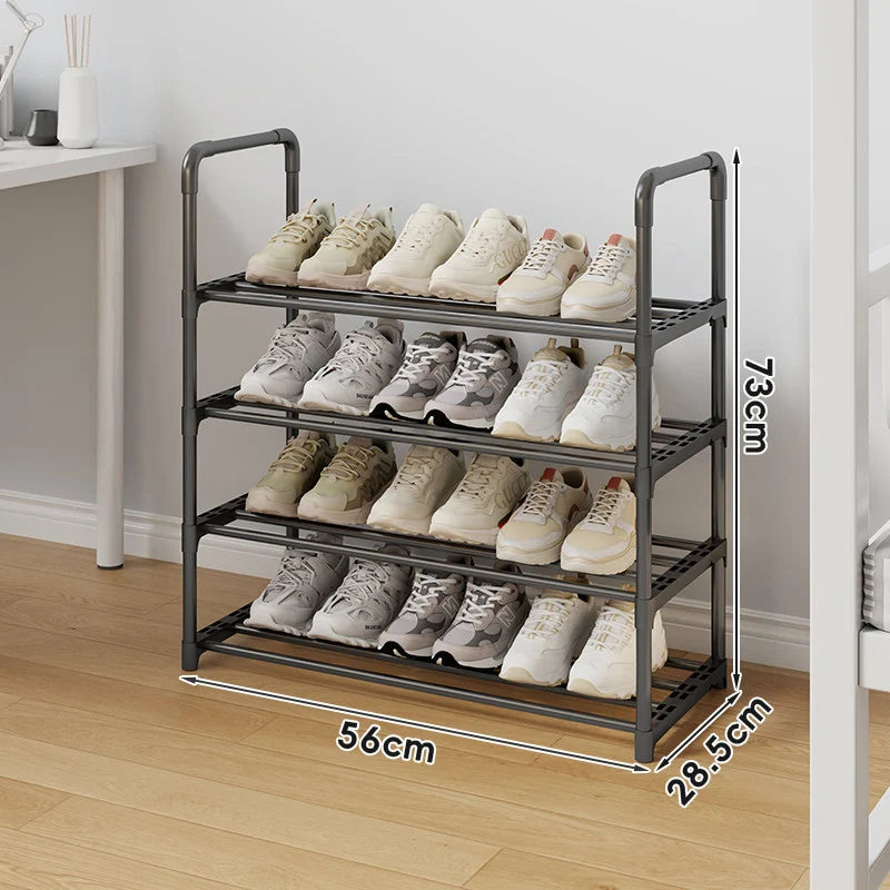Shoe Rack Vertical Space-Saving Adjustable Shelves Non-Slip Rails