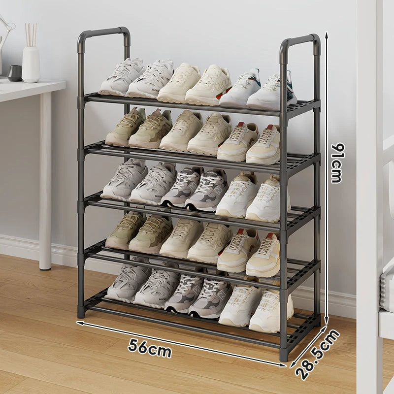 Shoe Rack Vertical Space-Saving Adjustable Shelves Non-Slip Rails