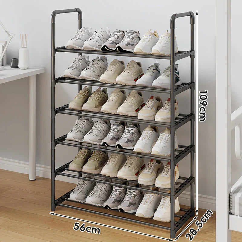 Shoe Rack Vertical Space-Saving Adjustable Shelves Non-Slip Rails
