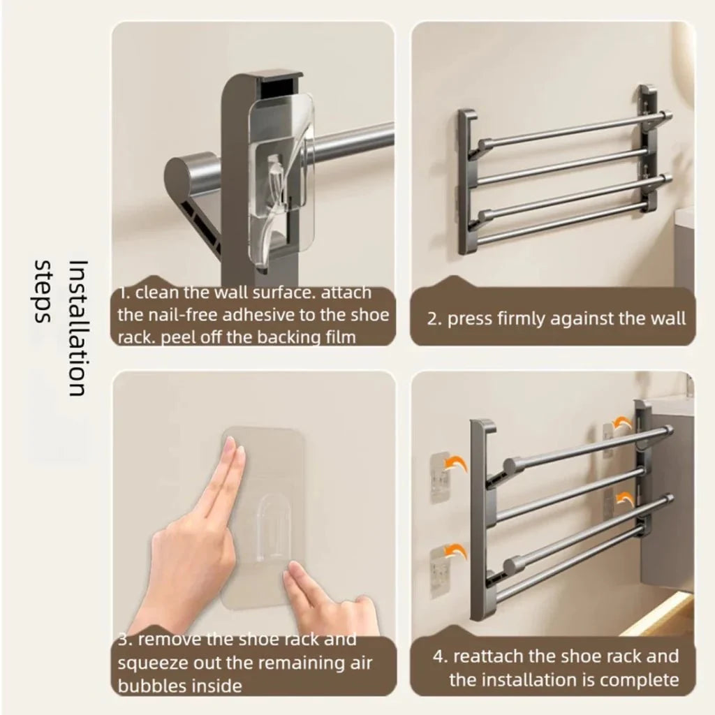 Shoe Rack Wall-Mounted Integrated Drainage Space-Saving