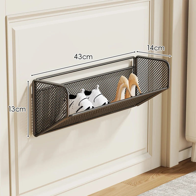 Shoe Shelf Wall-Mounted Fold-Down Ventilated Metal Mesh