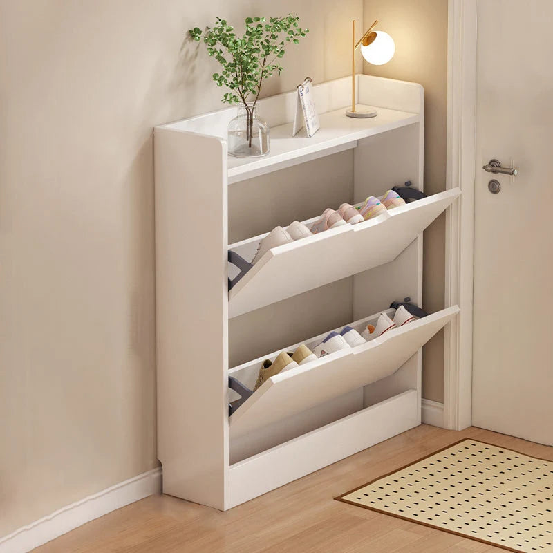 Shoe Storage Cabinet Slim Profile Concealed Tiered Storage