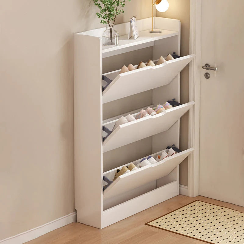 Shoe Storage Cabinet Slim Profile Concealed Tiered Storage