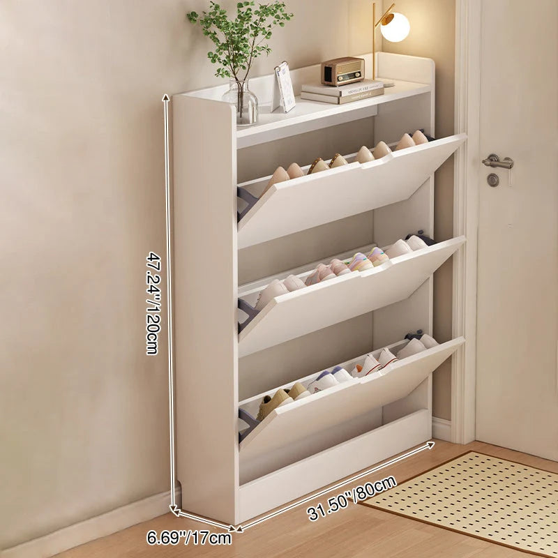 Shoe Storage Cabinet Slim Profile Concealed Tiered Storage