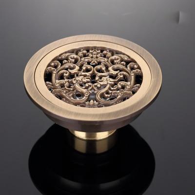 Shower Drain Round Brass Antique Brass Finish 4 Inch