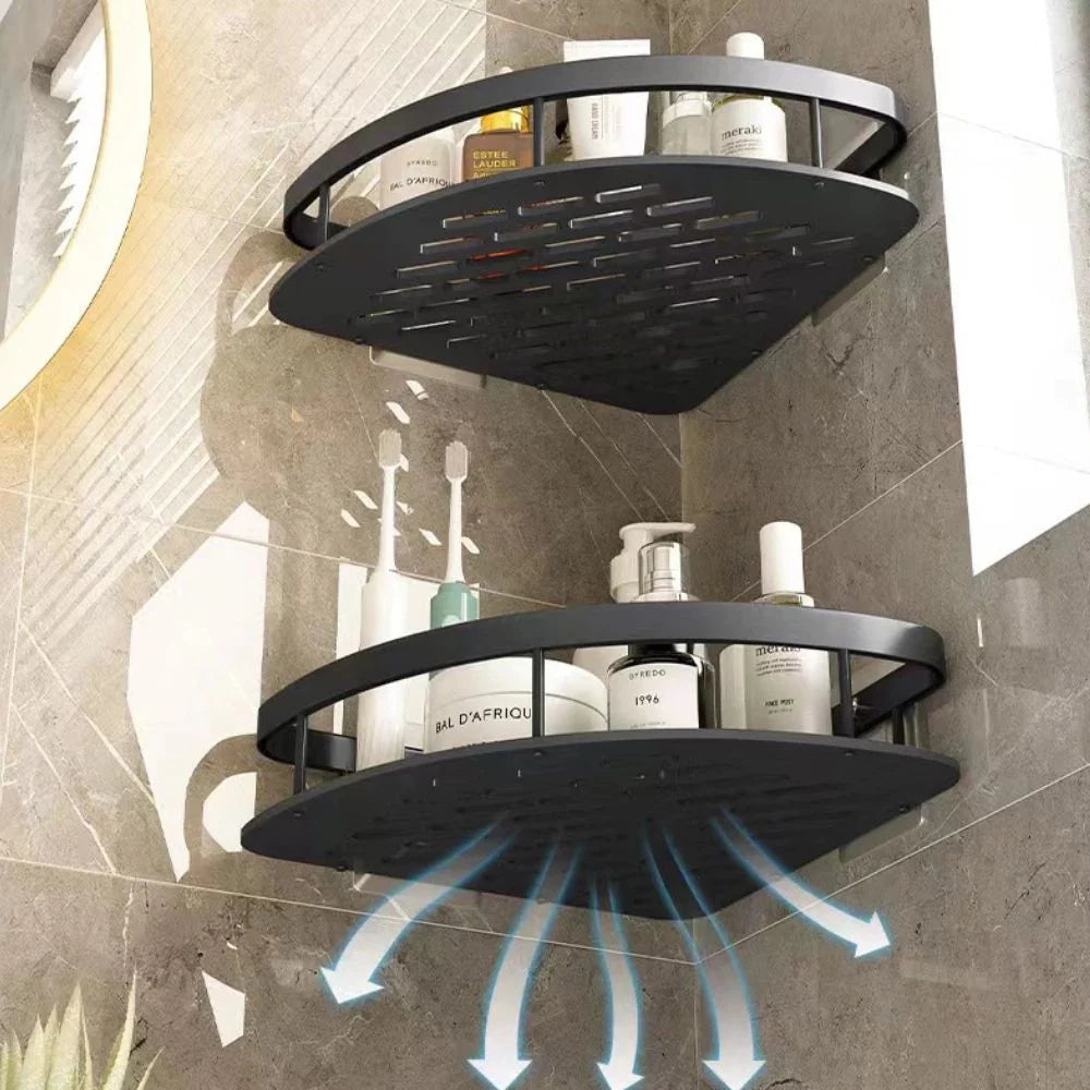 Shower Shelf Aluminum Adhesive Mount Open Drainage Design