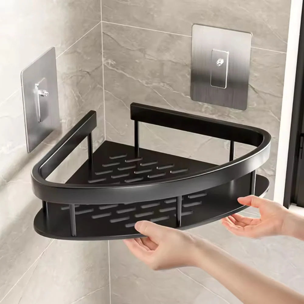 Shower Shelf Aluminum Adhesive Mount Open Drainage Design