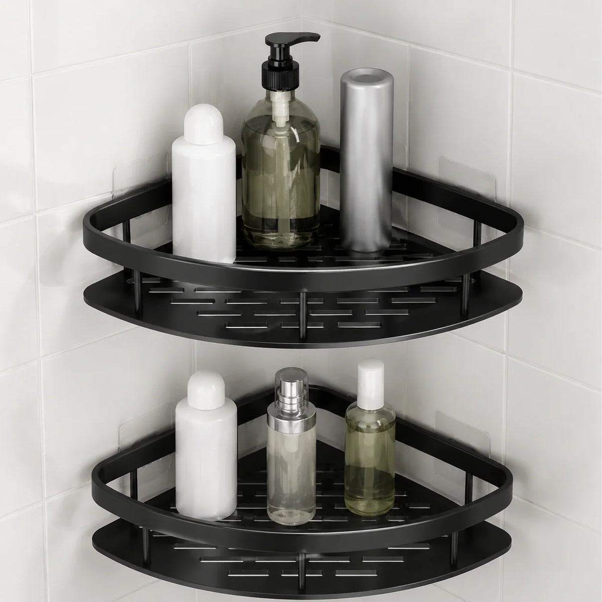 Shower Shelf Aluminum Adhesive Mount Open Drainage Design