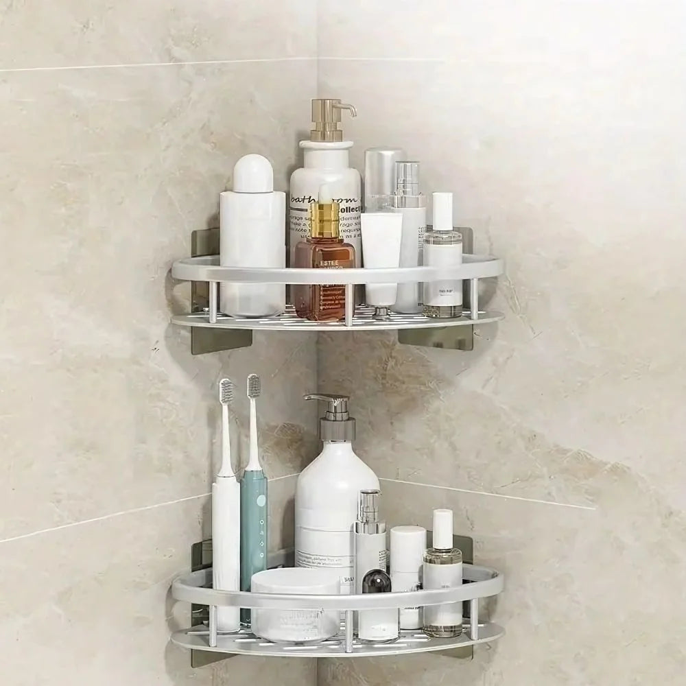 Shower Shelf Aluminum Adhesive Mount Open Drainage Design