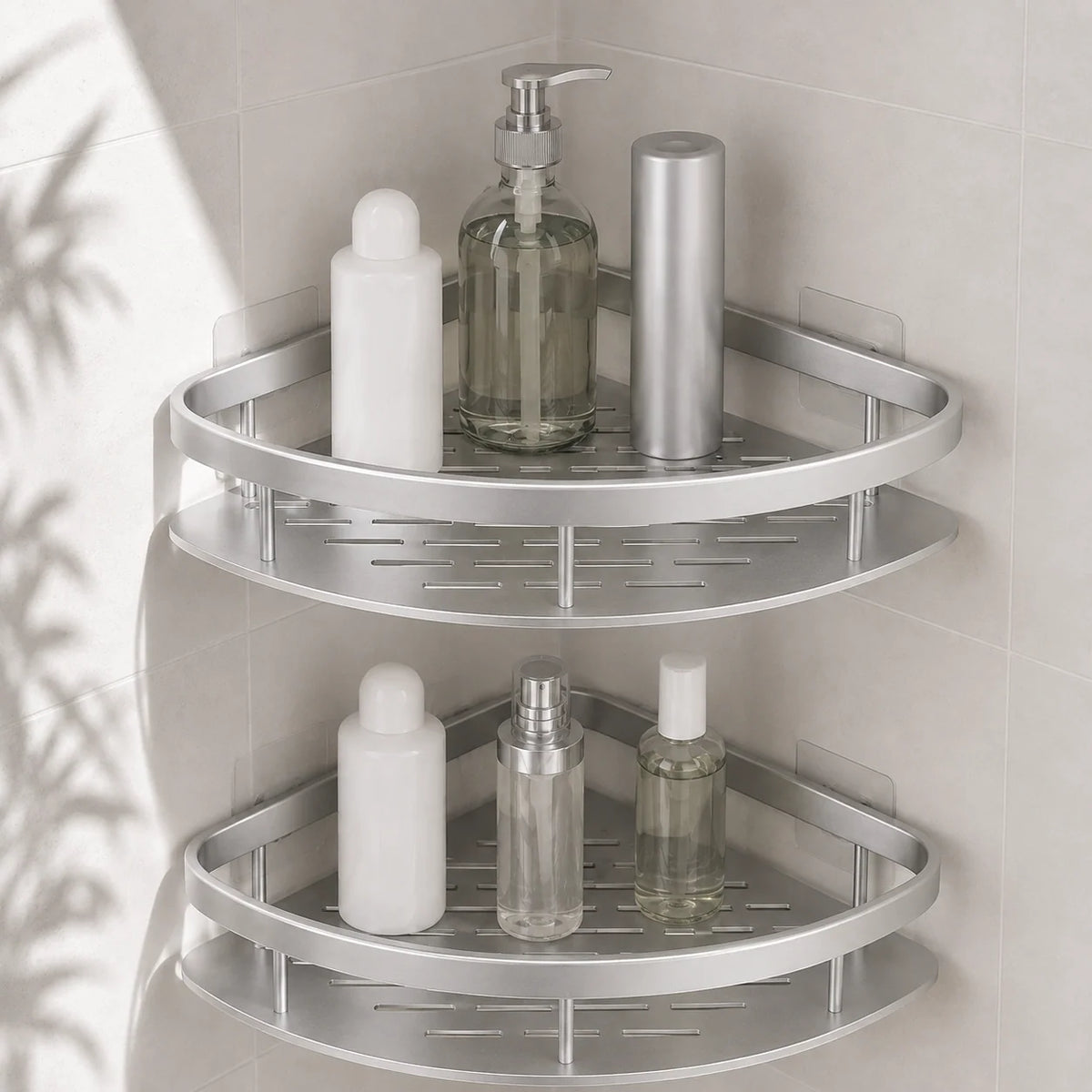 Shower Shelf Aluminum Adhesive Mount Open Drainage Design