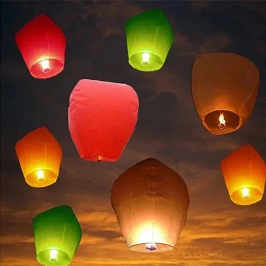 Sky Lanterns Multicolor Set of 10
