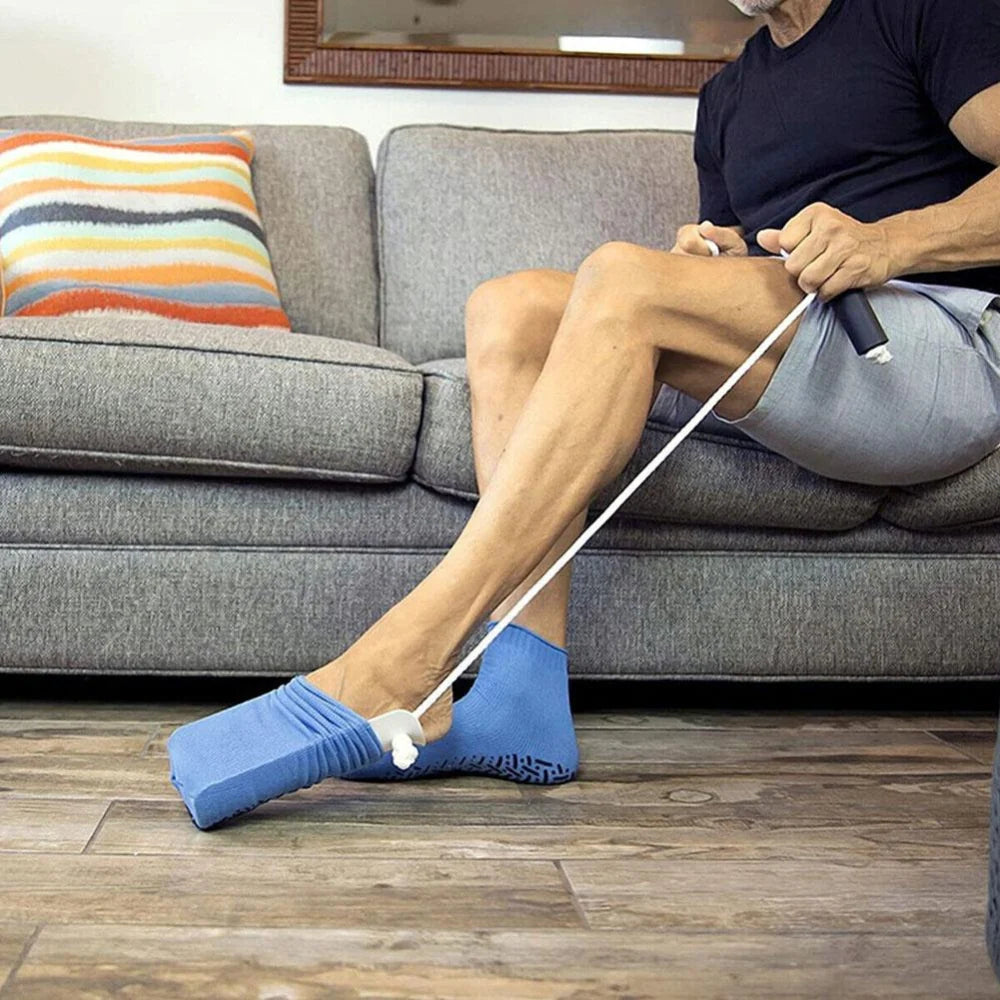 Sock Aid Sponge Grip Lining Long Fabric Straps
