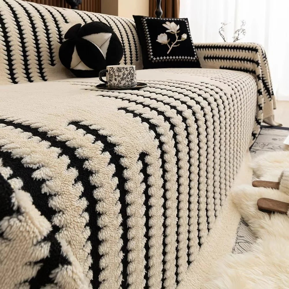 Sofa Blanket Plush Tufted Machine-Washable Cover