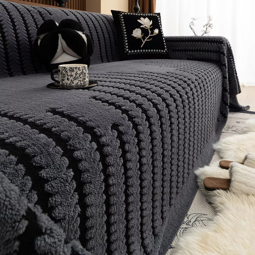 Sofa Blanket Plush Tufted Machine-Washable Cover