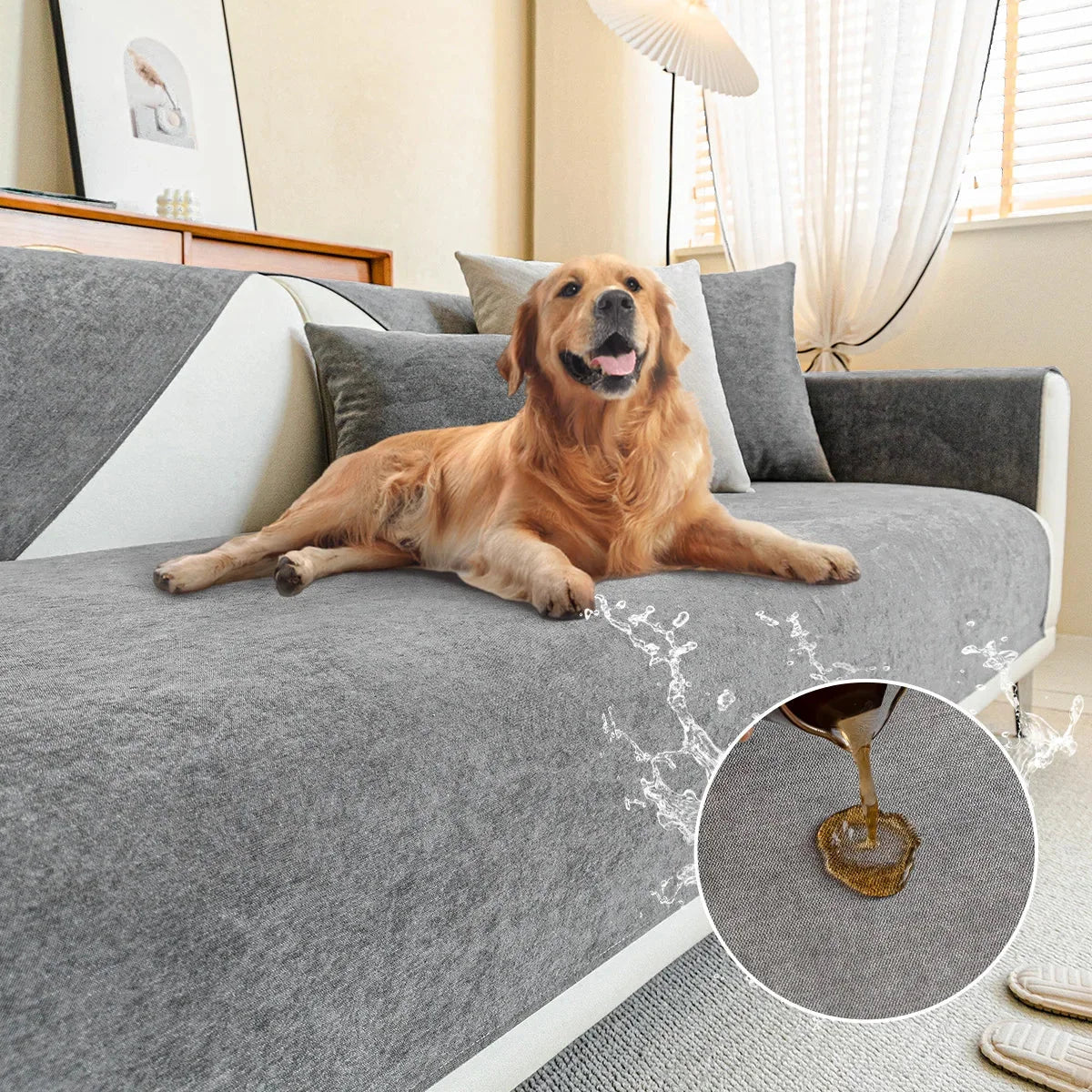 Sofa Cover Chenille Scratch-Resistant Non-Slip Machine-Washable