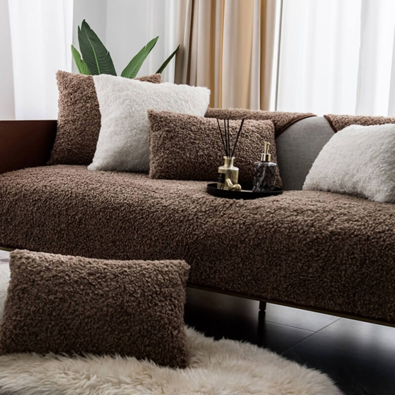 Sofa Cover Teddy Fleece Non-Slip Machine Washable