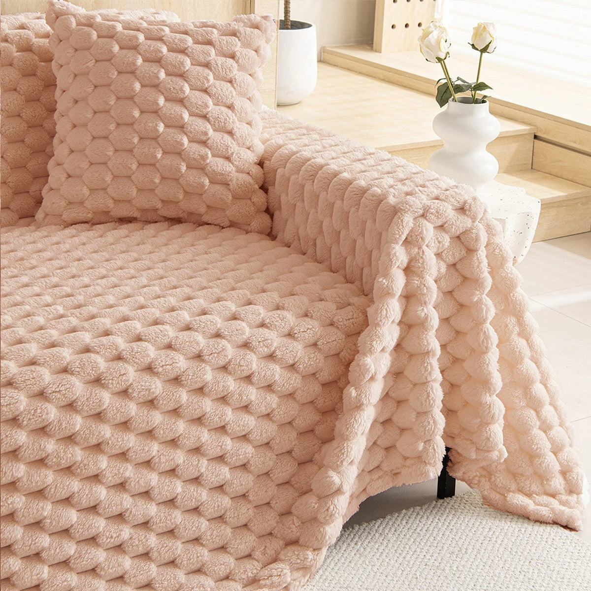 Sofa Cover Woven Machine Washable Pet Hair & Scratch Protection