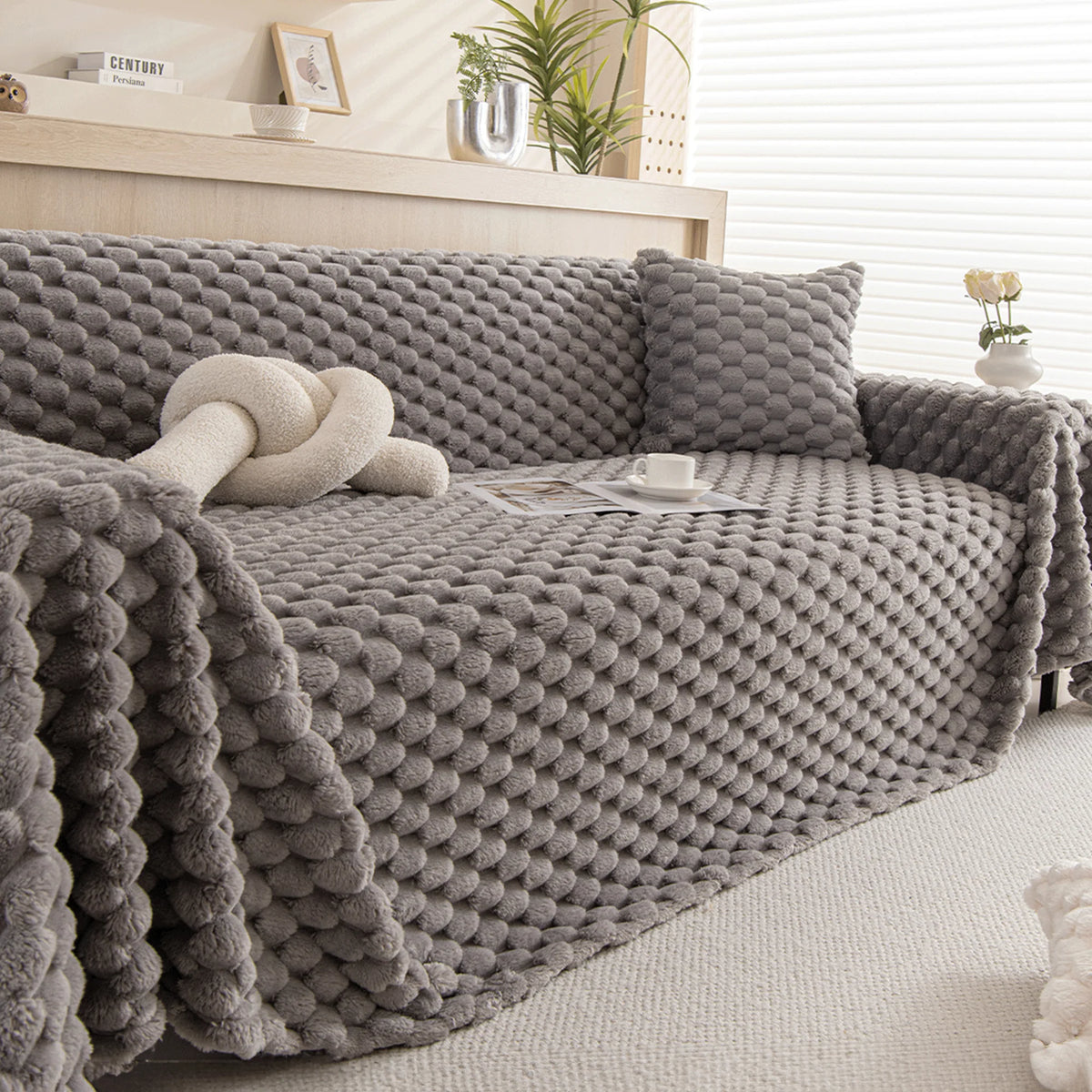 Sofa Cover Woven Machine Washable Pet Hair & Scratch Protection