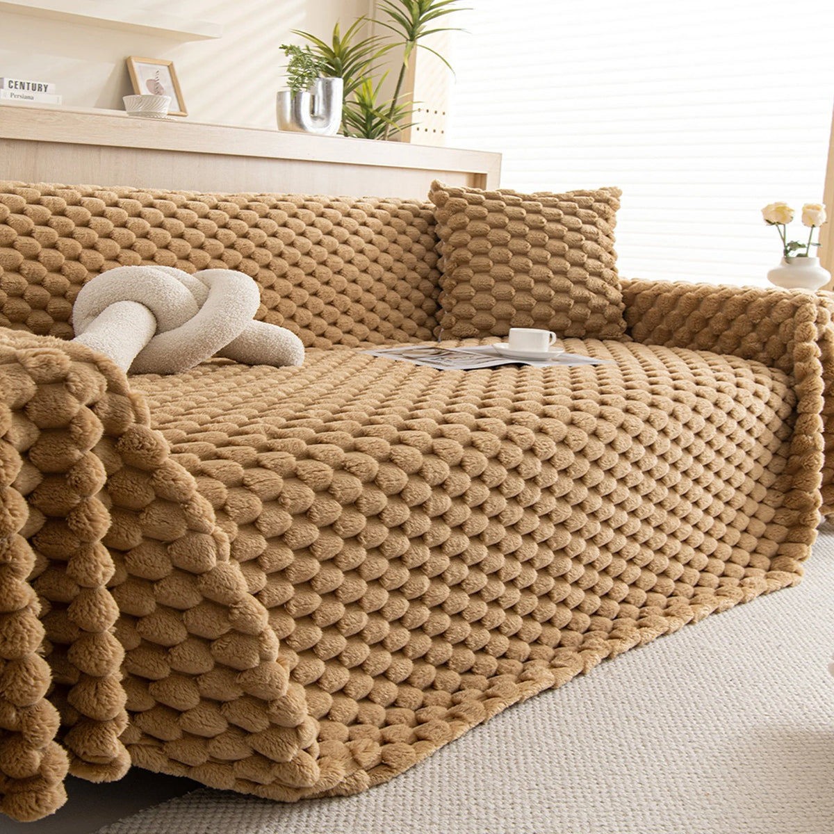 Sofa Cover Woven Machine Washable Pet Hair & Scratch Protection