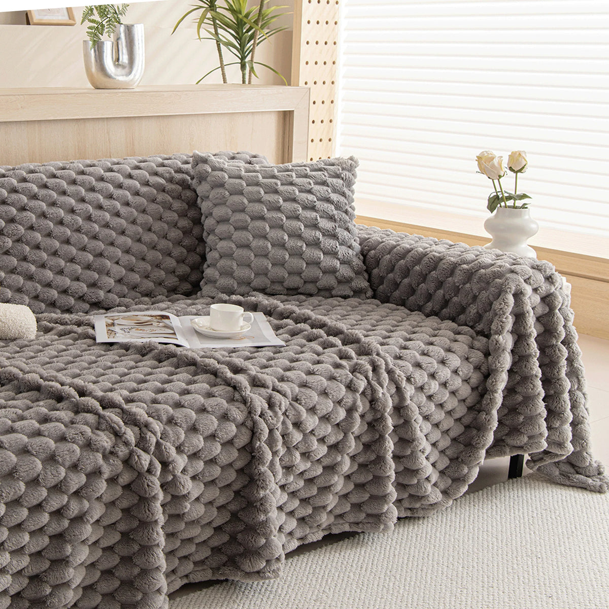 Sofa Cover Woven Machine Washable Pet Hair & Scratch Protection