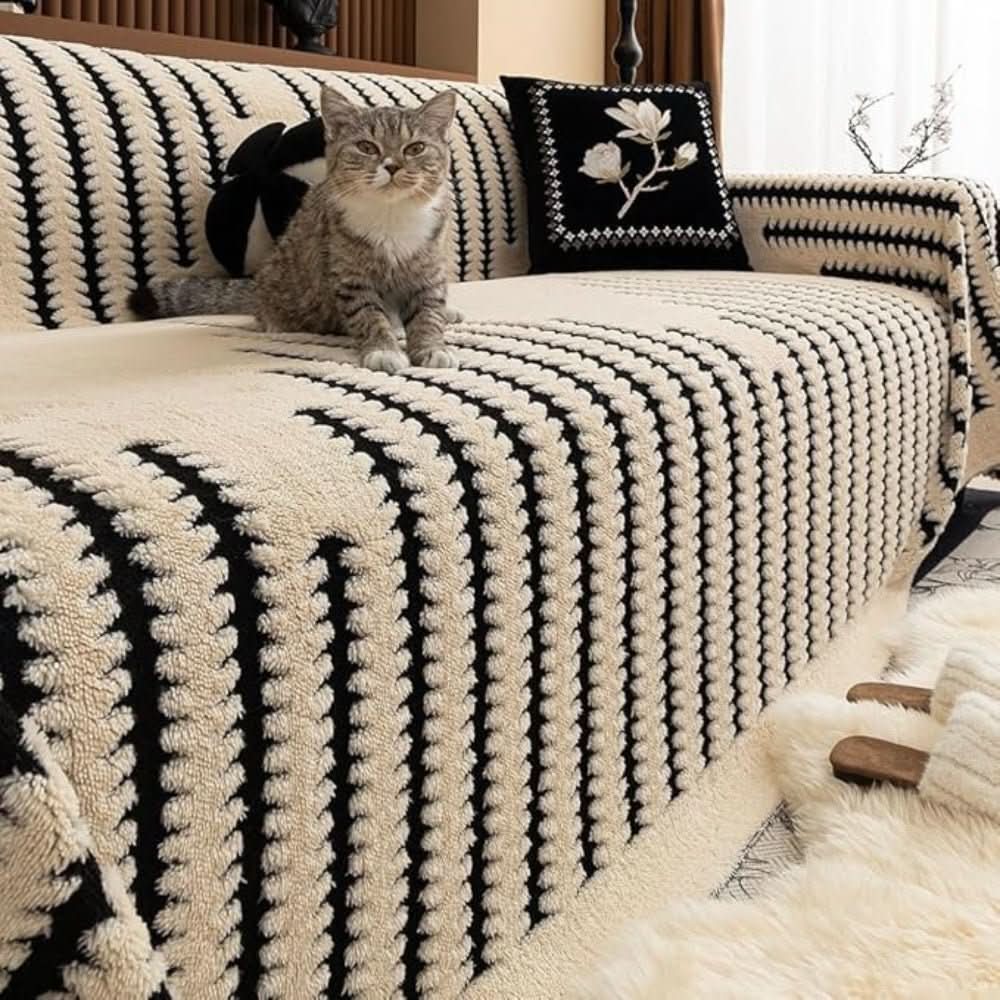 Sofa Throw Cover Plush Quilted Non-Slip Backing