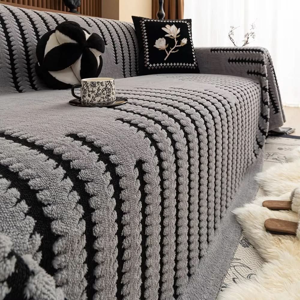 Sofa Throw Cover Plush Quilted Non-Slip Backing