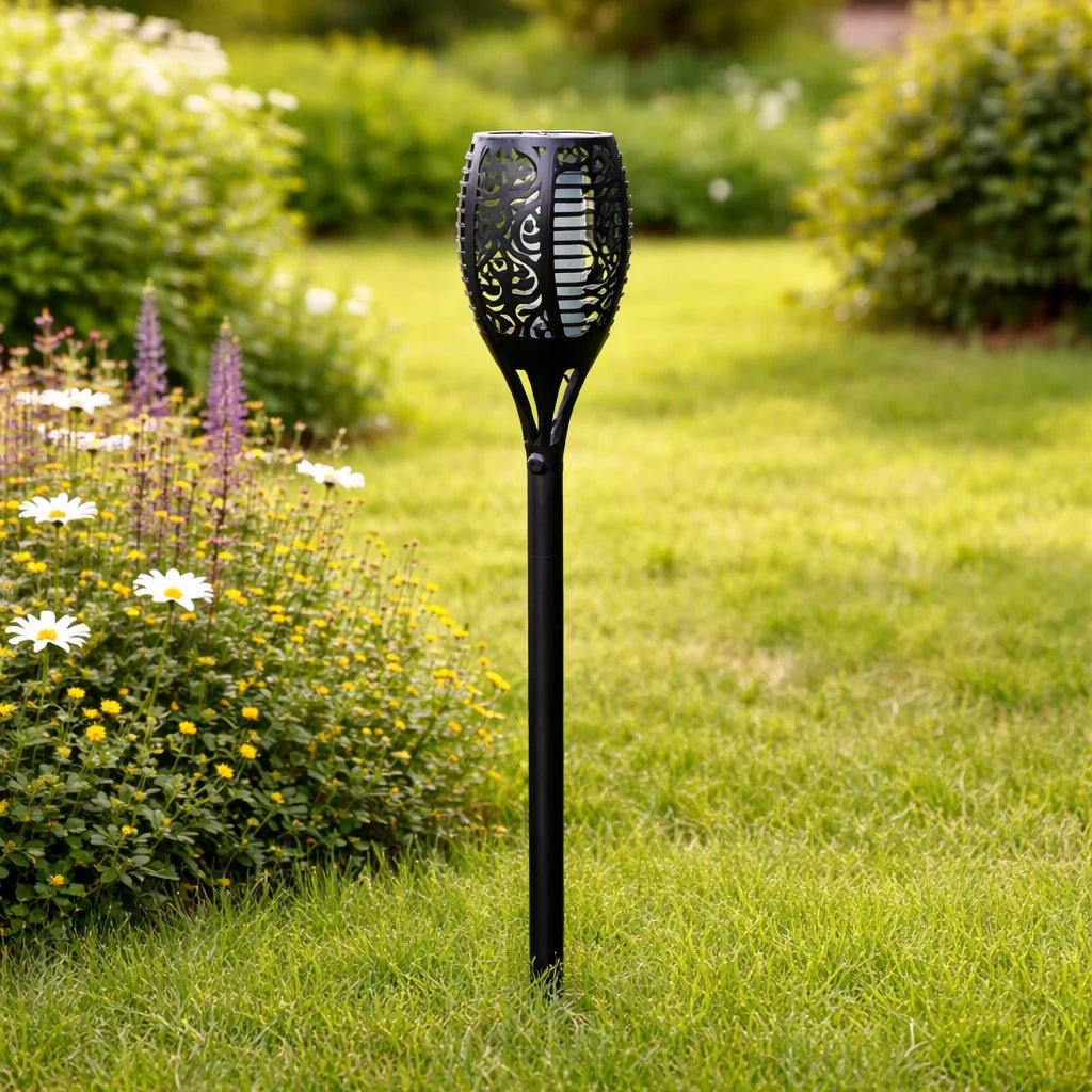 Solar Garden Torch Light Flickering Flame Effect IP67 Weather-Resistant