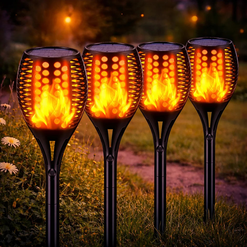 Solar Garden Torch Light Flickering Flame Effect IP67 Weather-Resistant