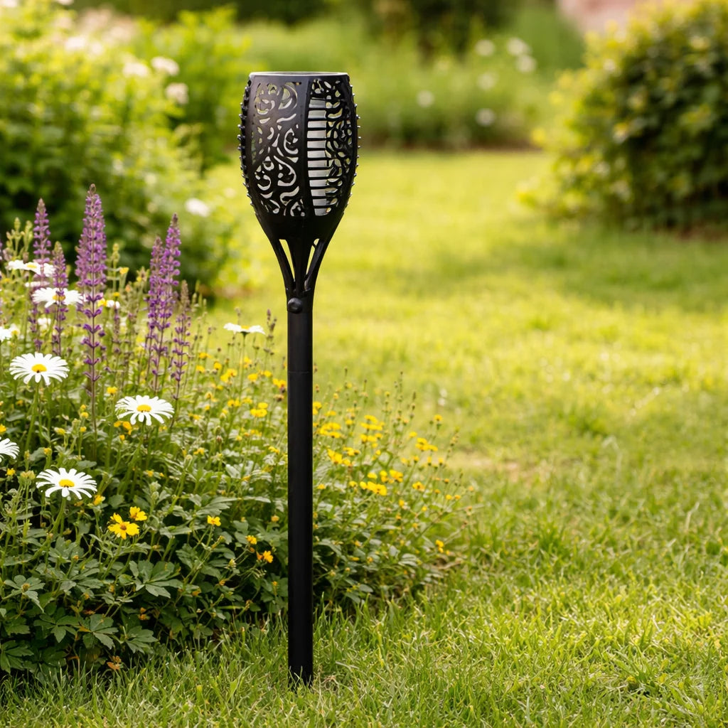 Solar Garden Torch Light Flickering Flame Effect IP67 Weather-Resistant