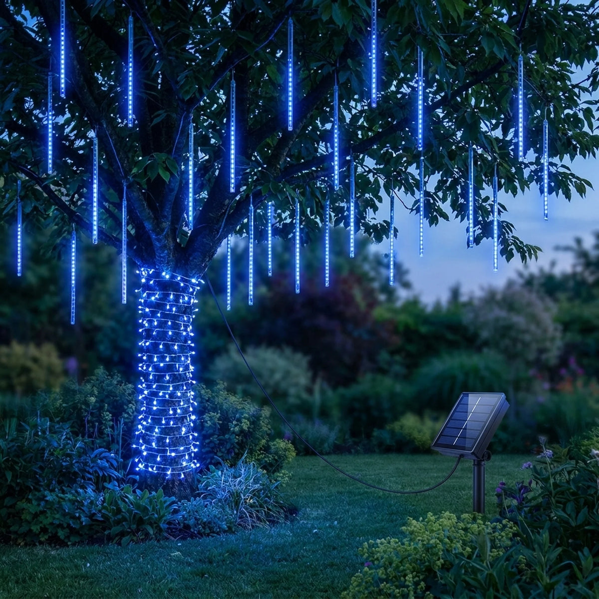 Solar Meteor Lights 360° Flowing Effect IP65 Rated